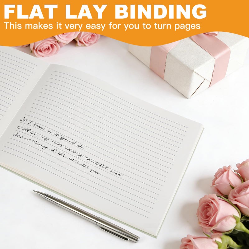 Utron Elegant Wedding Guest Book, Linen Guestbook to Sign in, Polaroid Guest Book for Wedding Receptions, Baby Showers, Birthdays and Special Events - Blank and Lined Acid Free Paper (Green) - Image 3