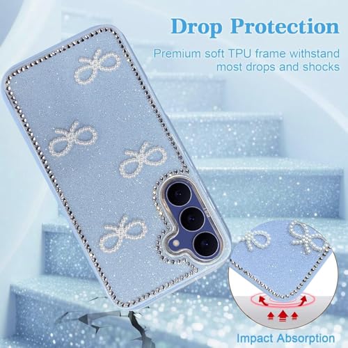 DIZORO for Samsung Galaxy S24 fe 5G Cover,Cute Bow Tie Aesthetic Phone Case,Trendy Slim Hard IMD Shockproof Protective Bumper Designer Phone Back Cover for Women Girls Sierra Blue - Image 3