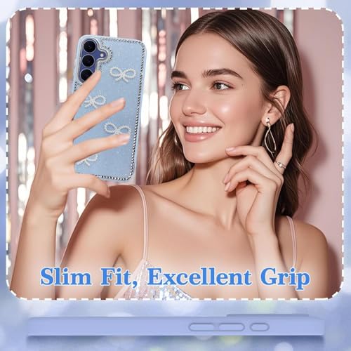 DIZORO for Samsung Galaxy S24 fe 5G Cover,Cute Bow Tie Aesthetic Phone Case,Trendy Slim Hard IMD Shockproof Protective Bumper Designer Phone Back Cover for Women Girls Sierra Blue - Image 5