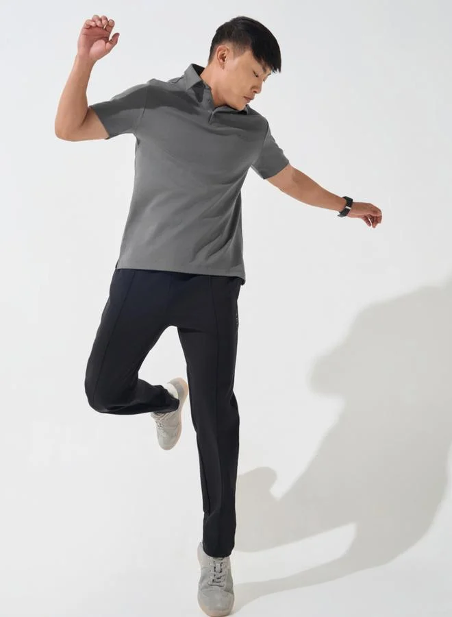 Cult Men Dark Grey Everyday Cotton Polo T-Shirt