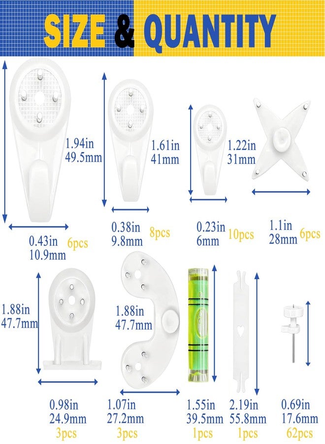 maierke 100PCS Picture Hanging Kit,Picture Hangers for Concrete Walls,Concrete Wall Hooks Cinder Block Wall Hangers,Hardwall Hangers for Photo Frame,Canvas,Clock, House Decoration(7 Types) - Image 2