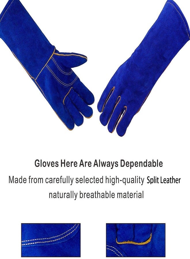 Jupiter Industries Animal Handling Leather Gloves Kevlar Gauntlet for Saftey Against Cats, Dogs, Reptile, Birds, Snakes (18 inches - (Pack of 1 Pair), Blue-Blue) - Image 4