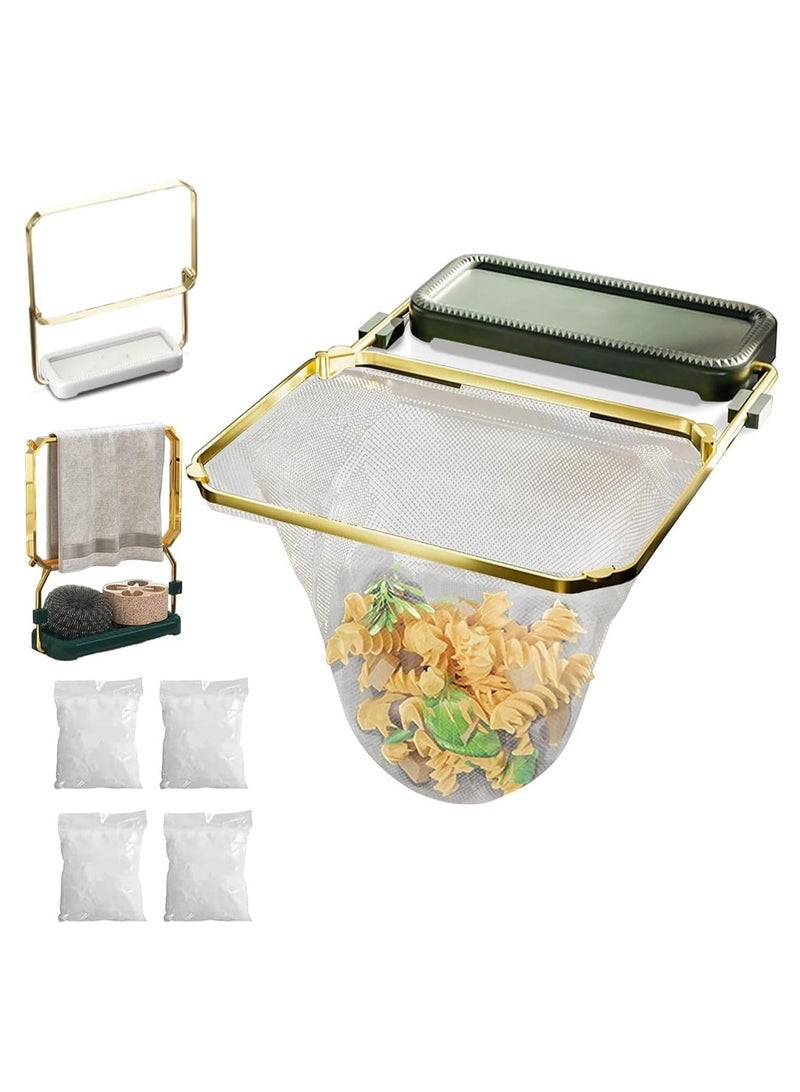 Relex Kitchen Sink Strainer Mesh Bag, 200 PCS Disposable Sink Filter Mesh Bag with Metal Holder, Kitchen Sink Strainer for Kitchen Waste Leftover and Leftovers Residue (Green) - Image 1