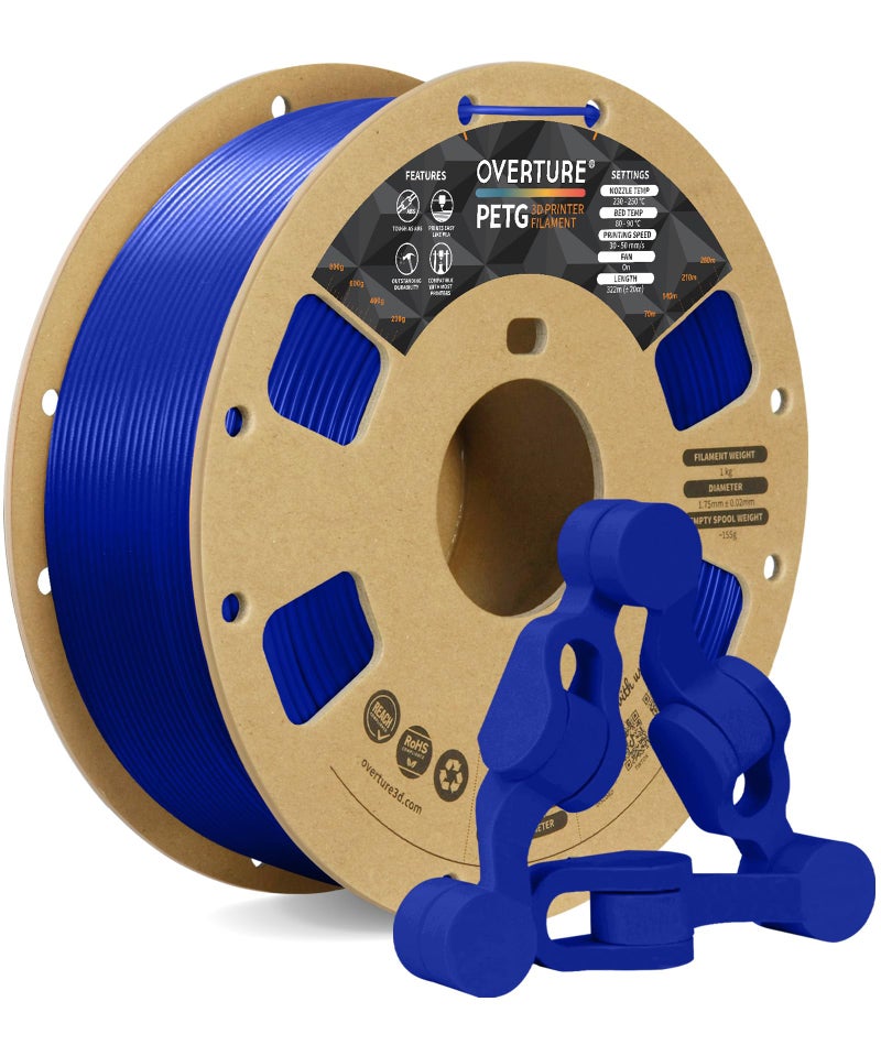 OVERTURE PETG 3D Printer Filament 175mm Neatly Wound Durable PETG 1kg Spool 22lbs Strong Toughness Filament Dimensional Accuracy 002mm Fit Most FDM Printers Blue