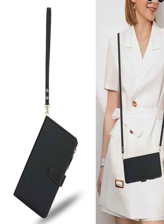 iCoverCase Compatible with iPhone 11 Pro Max Wallet Case with Card Holder, Crossbody with Wrist Strap, PU Leather Not Detachable Flip Cover Case 6.5 Inch (Black) - Image 3