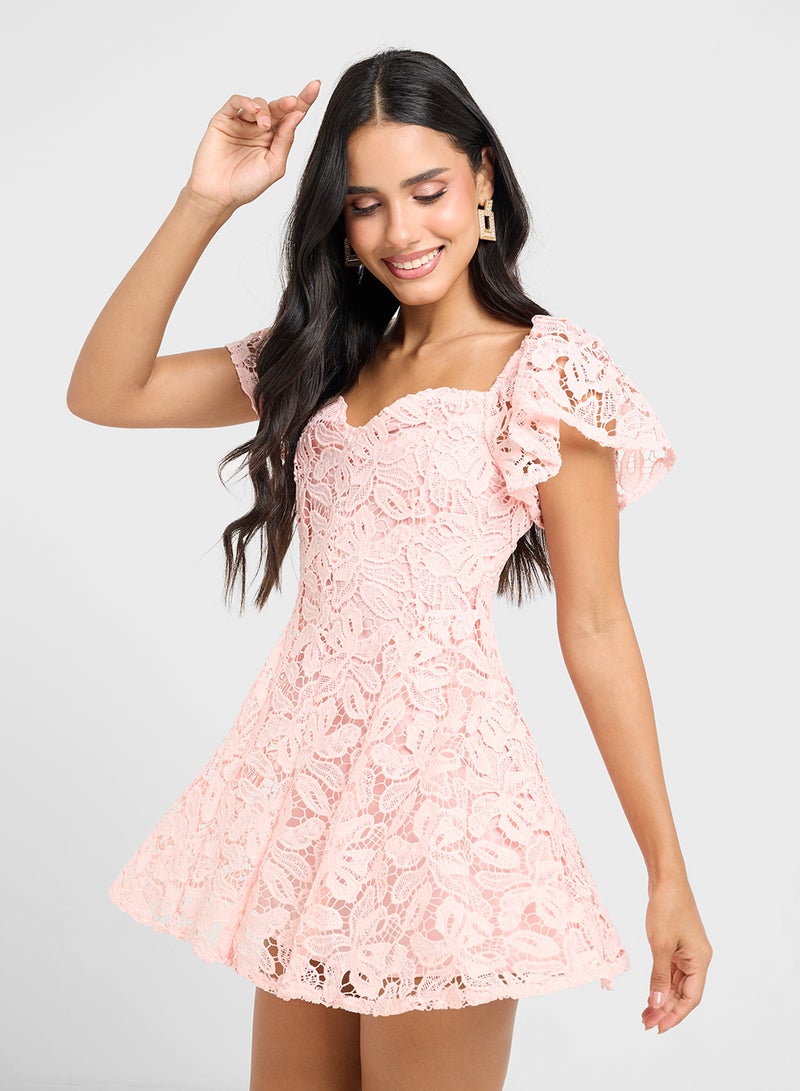 Ginger Lace Flutter Sleeve Dress - Image 1