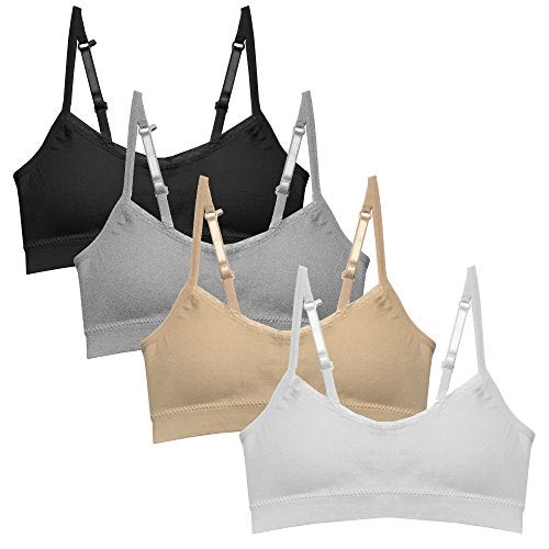 Popular Girls Training Bra Pack – Crop Cami Training Bras for Girls. Seamless Bra Removable Padding Basics M - Image 1