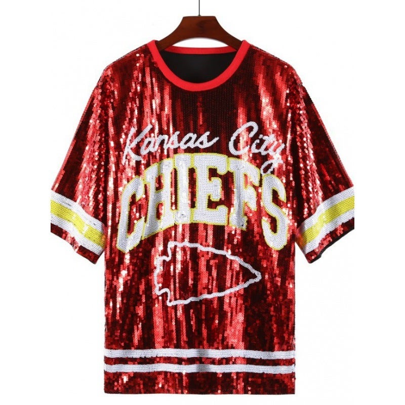 Generic 2024 Summer Sparkly Sequin Rugby Team Jersey Figure Color