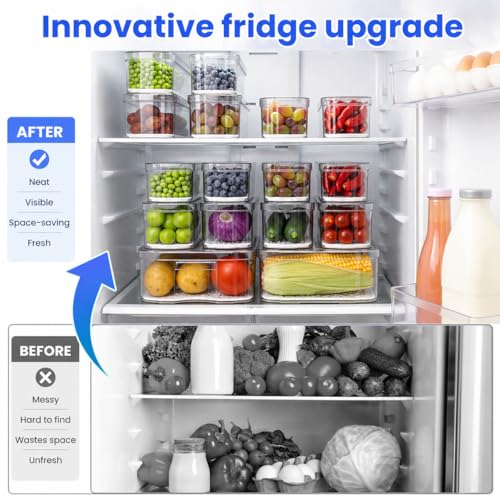 SMRCAD 10 Pack Refrigerator Organizers, Clear Container and Organizer Bins with Lids, Stackable Storage Containers for Fruits, Vegetable (Set of 10) - Image 5