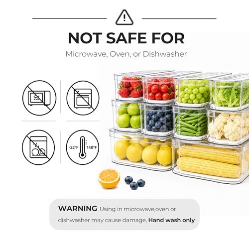 SMRCAD 10 Pack Refrigerator Organizers, Clear Container and Organizer Bins with Lids, Stackable Storage Containers for Fruits, Vegetable (Set of 10) - Image 2