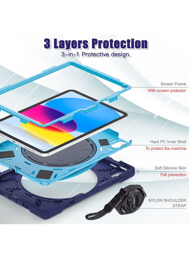 Captaintech IPad 10th Generation Case 2022 Upgraded Military Grade Heavy Duty Silicone Protector iPad 10th Gen 10.9 inch 2022 Cover Pencil Holder Rotating Stand Handle - Image 4