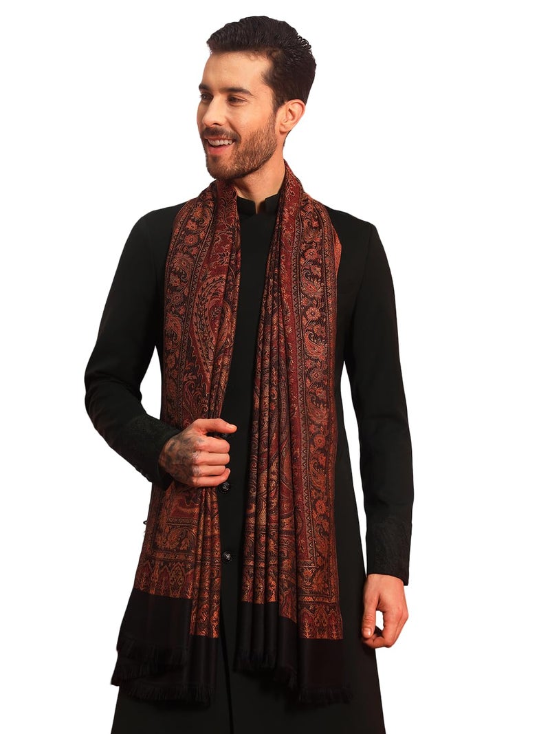 Pashmoda Men shahnaz Embroidery Woollen Shawl (Size: 101x203 CM) - Image 1