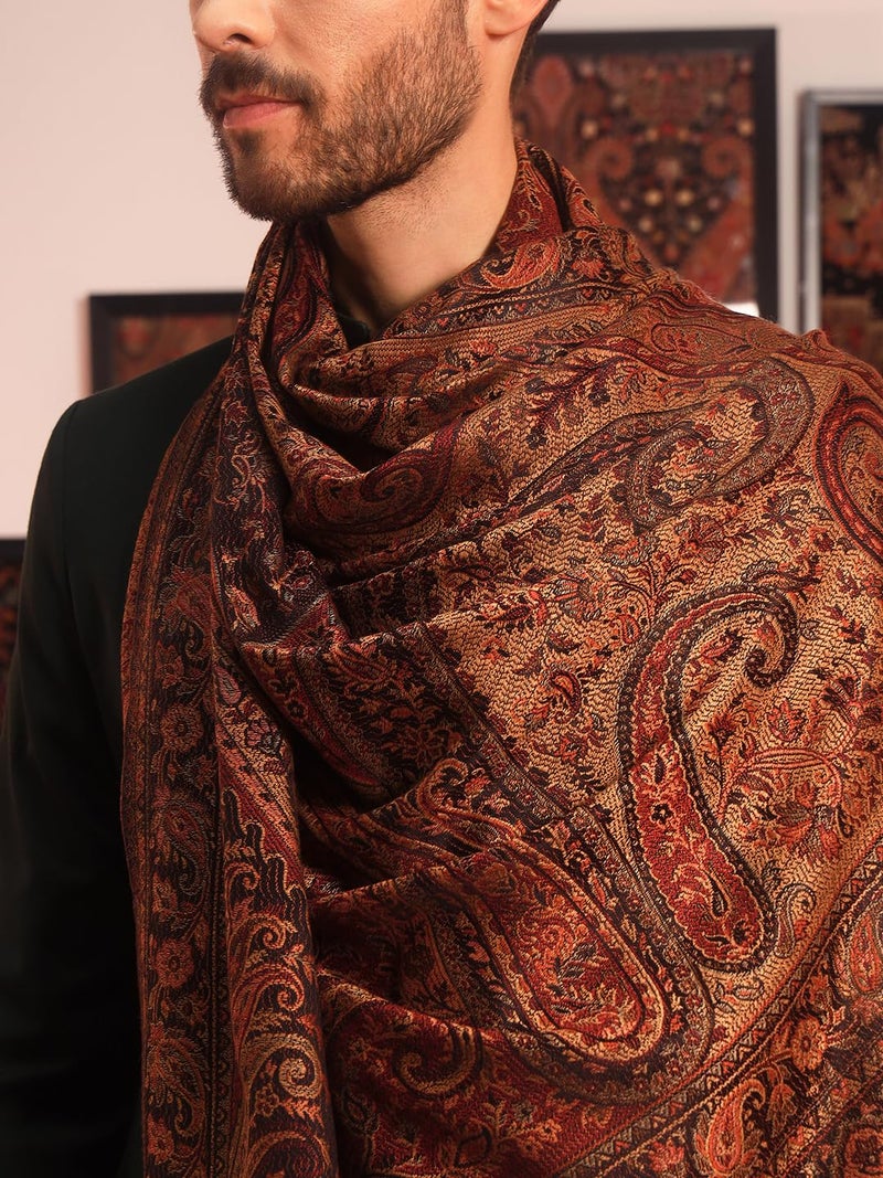 Pashmoda Men shahnaz Embroidery Woollen Shawl (Size: 101x203 CM) - Image 5