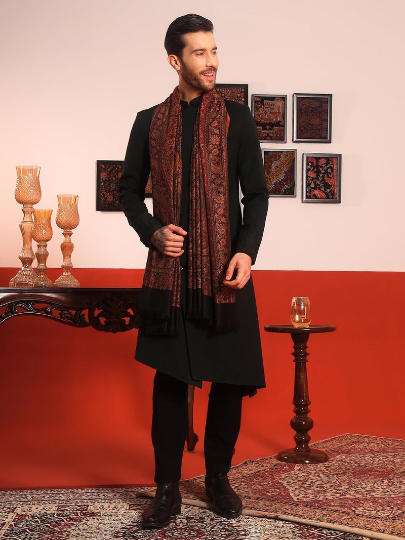 Pashmoda Men shahnaz Embroidery Woollen Shawl (Size: 101x203 CM) - Image 2