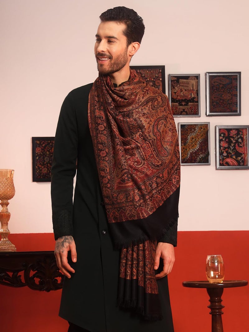 Pashmoda Men shahnaz Embroidery Woollen Shawl (Size: 101x203 CM) - Image 3