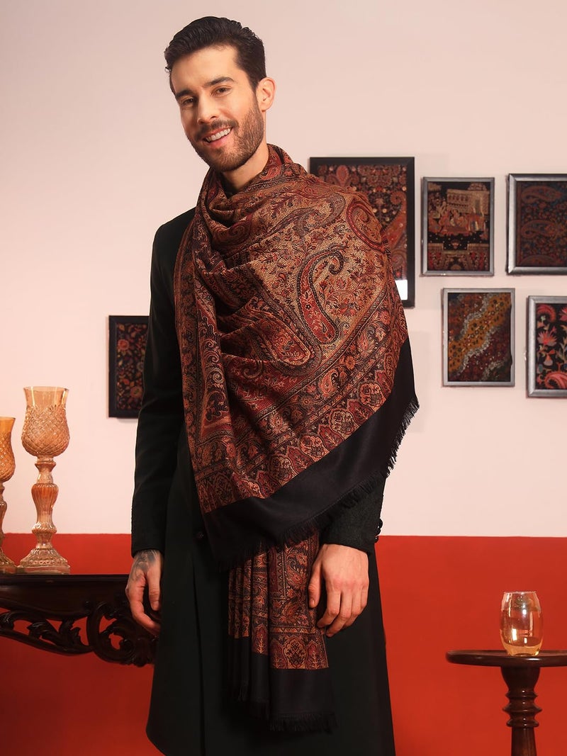Pashmoda Men shahnaz Embroidery Woollen Shawl (Size: 101x203 CM) - Image 4