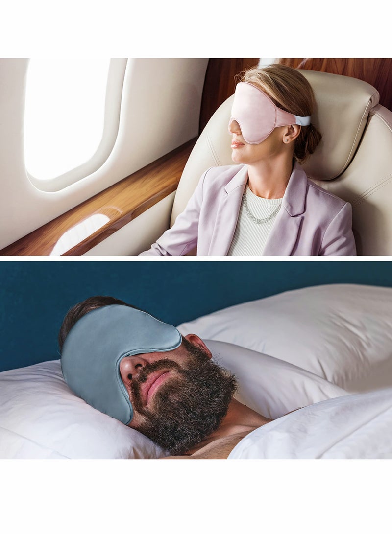 Large Silk Sleep Mask for Women and Girls, Natural Mulberry Silk Blindfold, Lightweight and Comfortable Design, Soft Eye Mask with Elastic Strap in Pink - Image 3