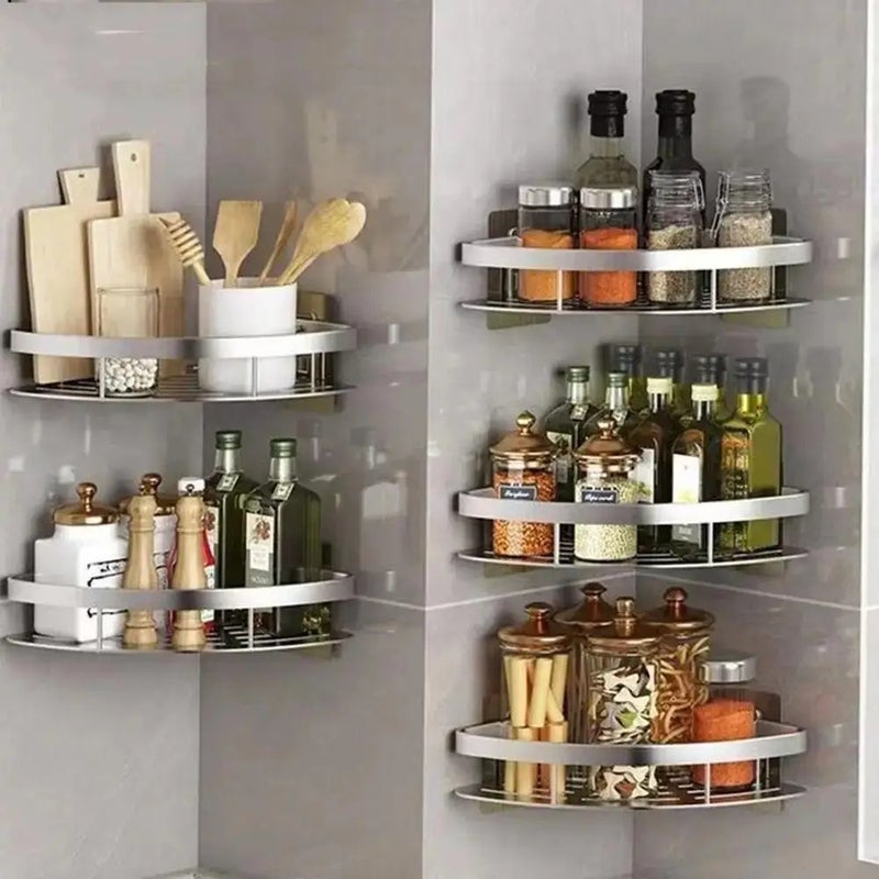 Metal Tension Mounted Shower Caddy, Wall Corner Shelf for Bathroom Storage, Organizer for Toiletries and Accessories - Image 2