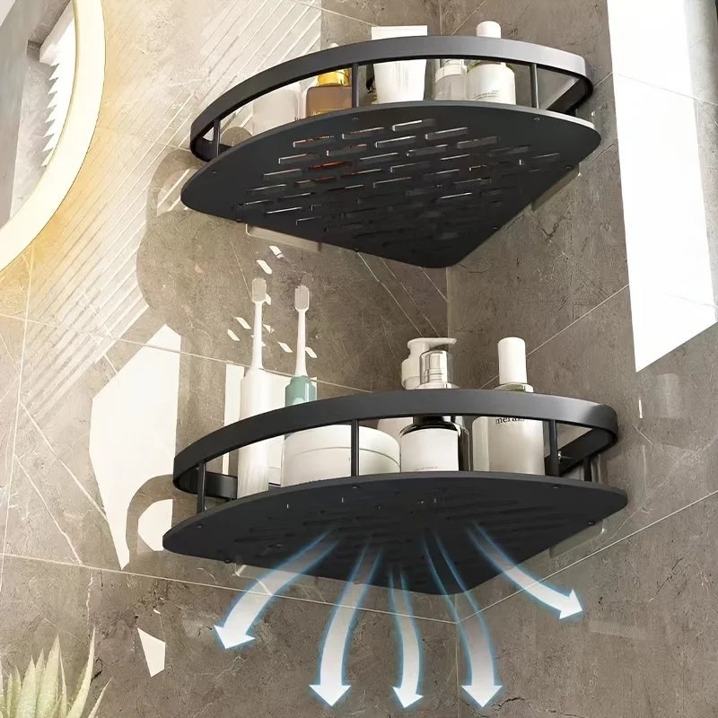Metal Tension Mounted Shower Caddy, Wall Corner Shelf for Bathroom Storage, Organizer for Toiletries and Accessories - Image 3