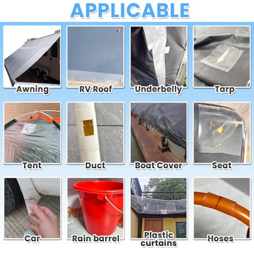 Tikfoam Waterproof Repair Tape for Fabric, Awning, RV Roof, Underbelly, Tarp, Tent, Sail and Boat Cover Outdoor Repair Patch, Heavy Duty, Clear, Multipurpose - Image 5