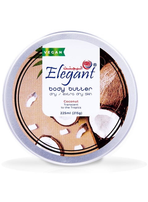 Coconut Body Butter, 225ML For Dry Skin, Vegan and Cruelty Free