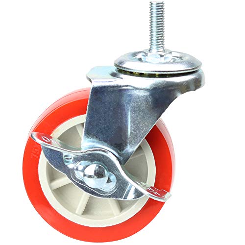 YEEMIGO 3 Inch Swivel Caster Wheels with Brake Set of 4, YEEMIGO Metric Size M8×25mm Threaded Stem Castors, Casters Heavy Duty-Total Capacity 450lbs, Replacement for Cart Furniture Workbench and Trolley - Image 3