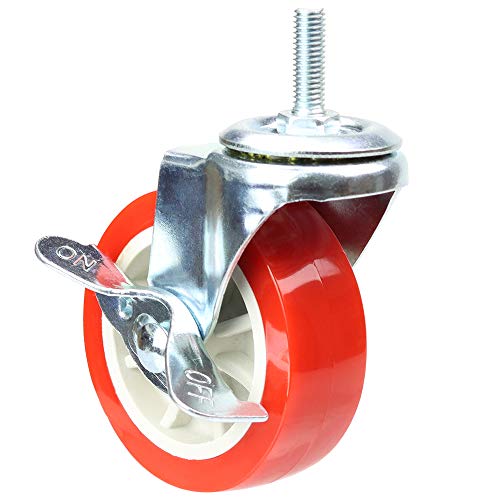 YEEMIGO 3 Inch Swivel Caster Wheels with Brake Set of 4, YEEMIGO Metric Size M8×25mm Threaded Stem Castors, Casters Heavy Duty-Total Capacity 450lbs, Replacement for Cart Furniture Workbench and Trolley - Image 5