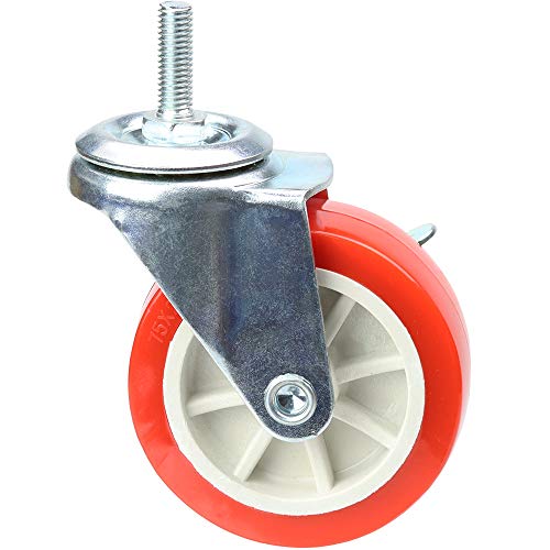 YEEMIGO 3 Inch Swivel Caster Wheels with Brake Set of 4, YEEMIGO Metric Size M8×25mm Threaded Stem Castors, Casters Heavy Duty-Total Capacity 450lbs, Replacement for Cart Furniture Workbench and Trolley - Image 4