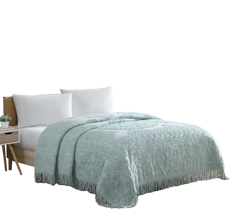 Beatrice Home Fashions Beatrice Home Fashions Medallion Chenille Bedspread Full Blue 