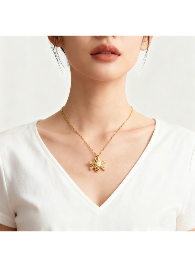 Lavida Starfish micro-encrusted clavicle pendant necklaces versatile for commuting and suitable for women and girls to wear to work, life, and dates. - Image 2