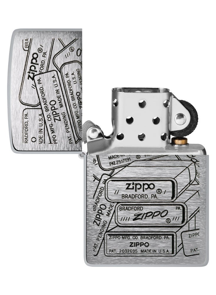 Zippo 48713 200 Bottom Stamps Design Brushed Chrome Windproof Lighter - Image 4