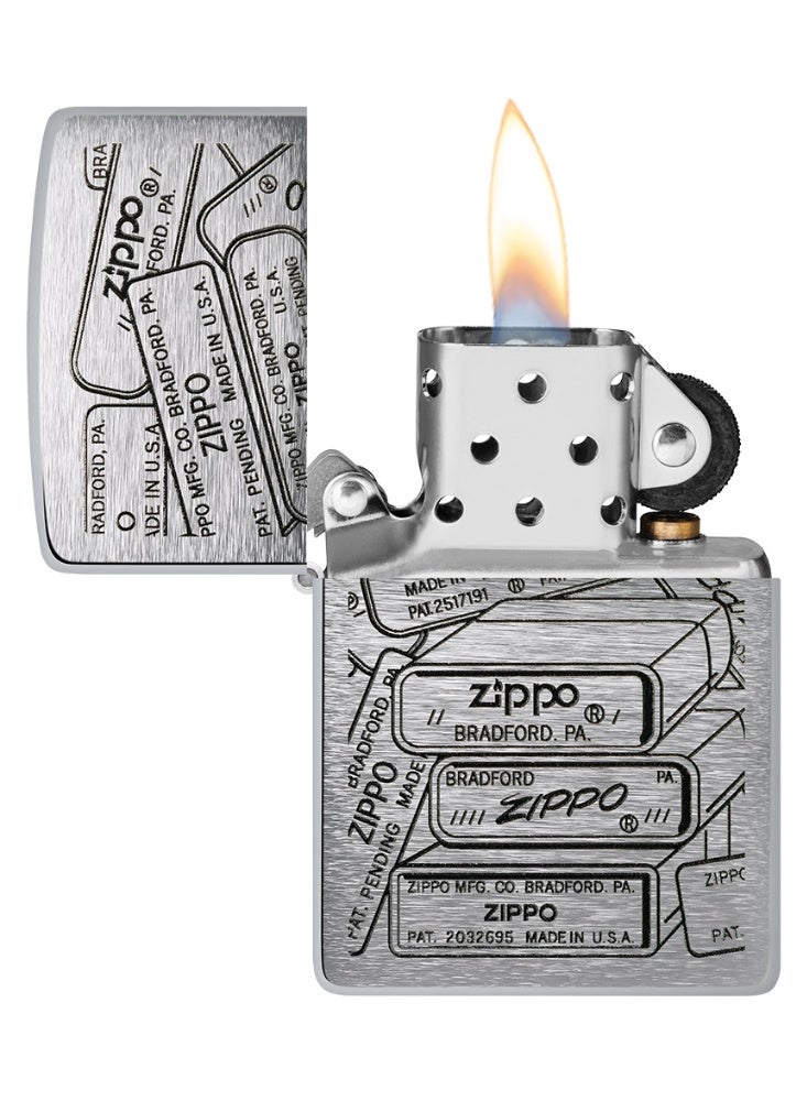 Zippo 48713 200 Bottom Stamps Design Brushed Chrome Windproof Lighter - Image 3