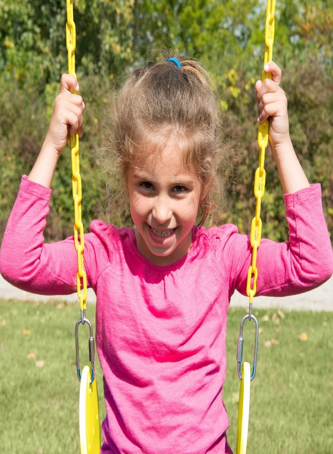 سوينج آند سلايد مقعد أرجوحة Swing-N-Slide WS 4699 مقاس 27 بوصة مع سلاسل مطلية بطول 58 بوصة لمجموعات الأراجيح في الفناء الخلفي، أصفر - Image 2