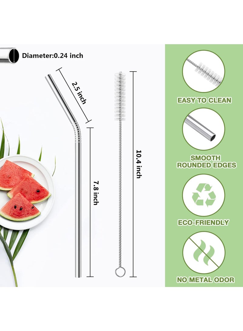 Monda 6 Pcs Stainless Steel Straws, Reusable Metal Straws for 30 oz & 20 oz Tumblers Cups Mugs Cold Beverage, Free Cleaning Brush Included - Image 4