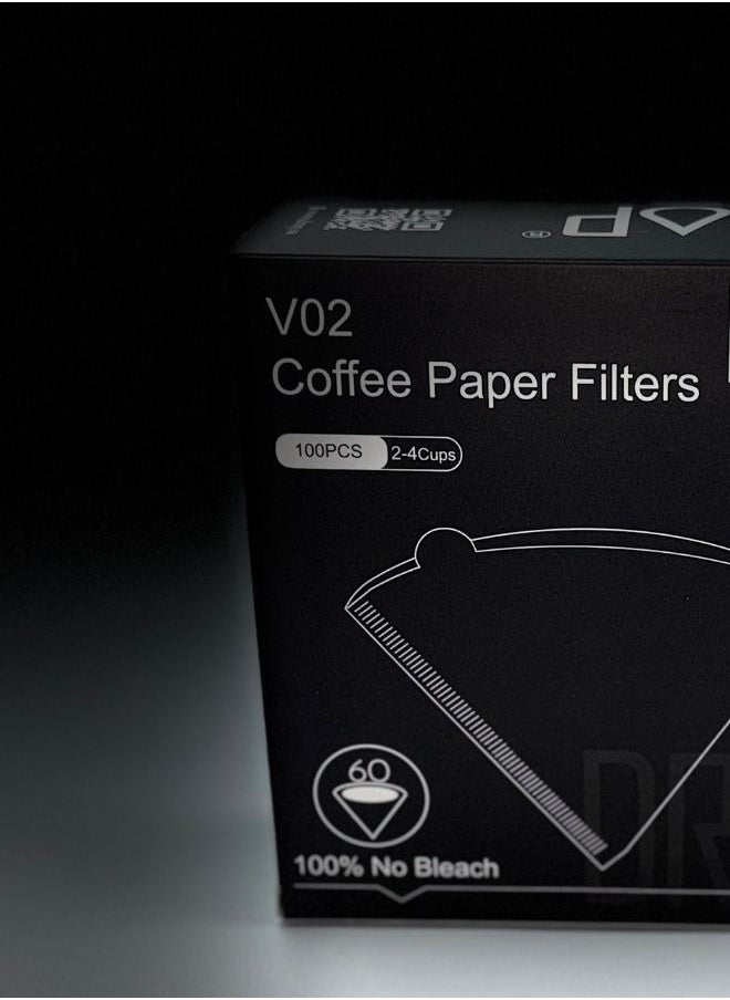 دروب فلاتر قهوة v60 عدد 100 فلتر مقاس 02 حجم كبير ابيض  - Image 2