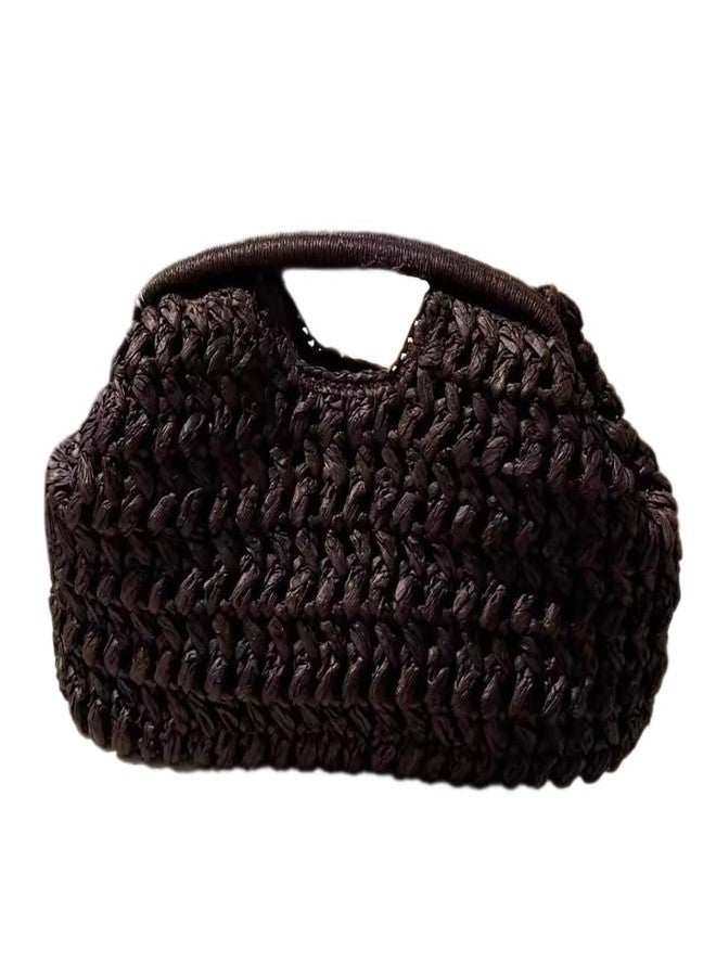 CUXVA Large Straw Clutch Bag for Women Summer Satchel Purse Fashion Woven Top Hanlde Handbags for Beach Vacation, Coffee - Image 1