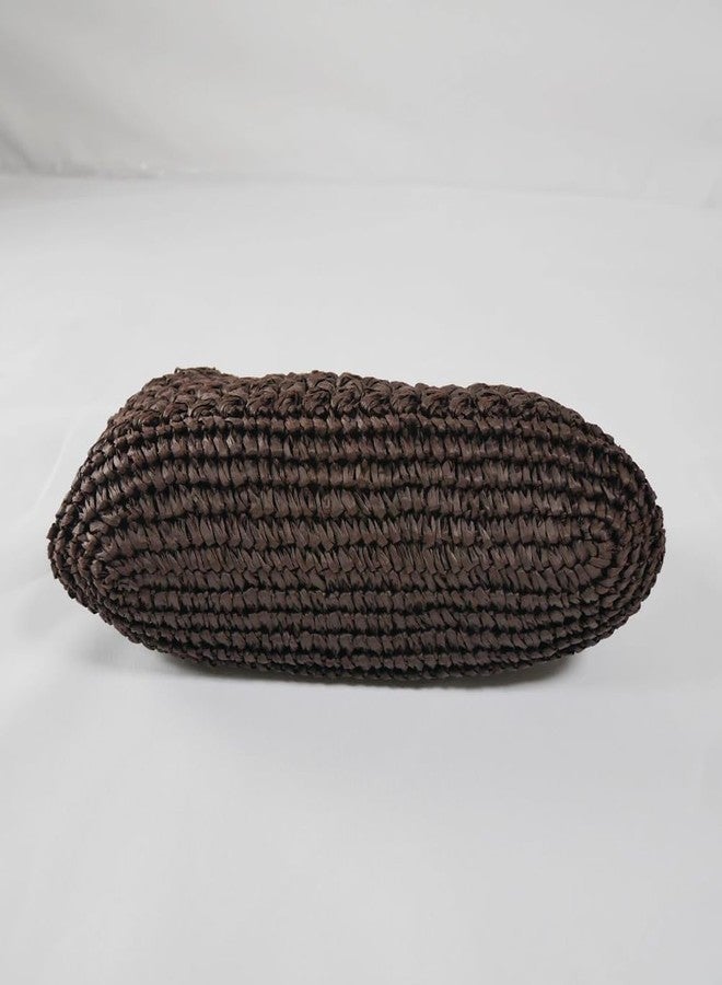 CUXVA Large Straw Clutch Bag for Women Summer Satchel Purse Fashion Woven Top Hanlde Handbags for Beach Vacation, Coffee - Image 4