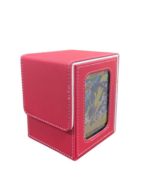 Large Capacity PU Card Box Game King Ultraman Magic The Gathering Card Storage Organizer Tabletop Game Card Holder-Color:T318 Checkered Red And White 100