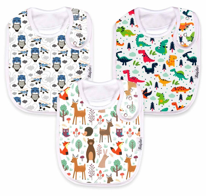 KiddyStar Double Layer Bandana Bibs - Thick, Multi Snaps, Organic Cotton - Soft & Absorbent - For Drooling, Teething, Feeding - Image 1