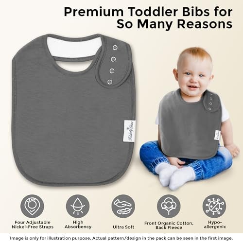 KiddyStar Double Layer Bandana Bibs - Thick, Multi Snaps, Organic Cotton - Soft & Absorbent - For Drooling, Teething, Feeding - Image 3