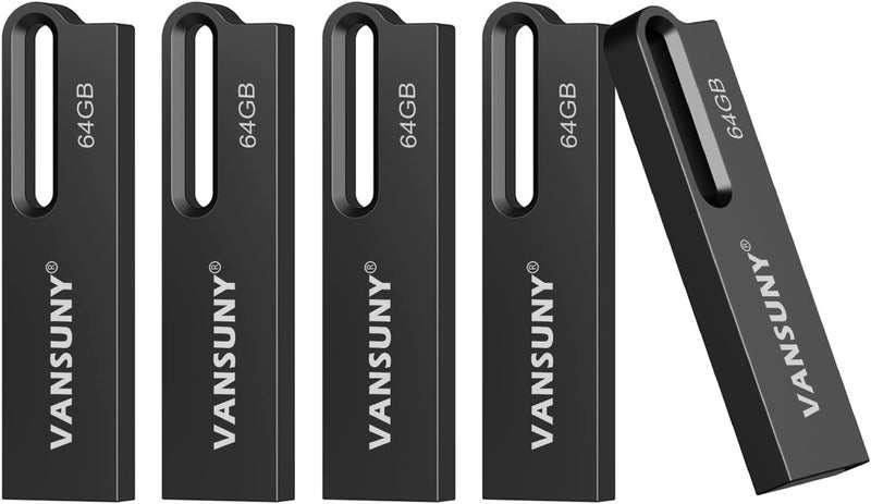 مجموعة Vansuny المكونة من 5 وحدات تخزين USB 3.0 سعة 64GB، وحدات تخزين فلاش معدنية مقاومة للماء، عصي ذاكرة فائقة السرعة، محركات إبهام محمولة لأجهزة الكمبيوتر/الأجهزة اللوحية/ماك/لابتوب - Image 1