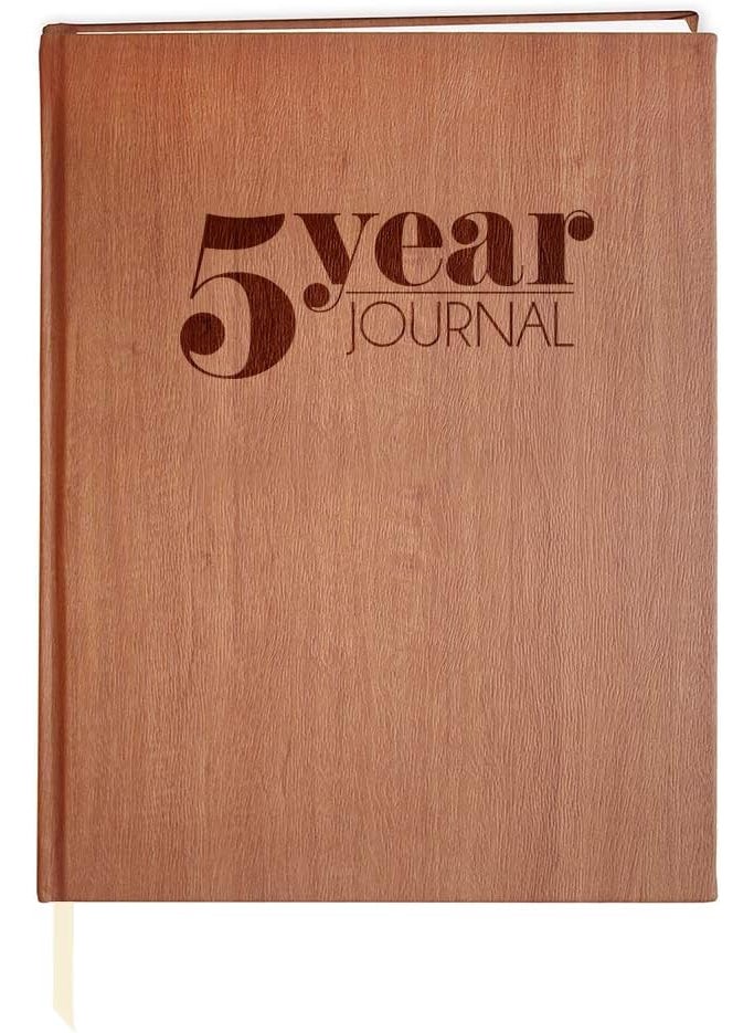 BookFactory BookFactory 5 Year Journal Five Year Daily Diary Log Book LogBook Soft Wood Finish  8 x 10 JOU368SCSAXE940005Year  - Image 1