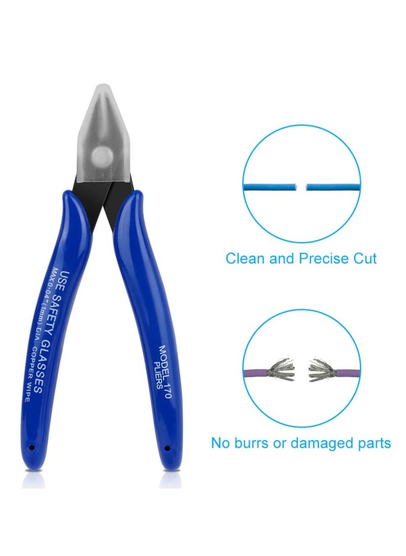 Y&D - Wire Cutters, 2PCS Spring-loaded Side Cutters Flush Diagonal Precision Cutting Pliers in CRV Steel, Heavy Duty for Electrical(Smooth handle) - Image 1