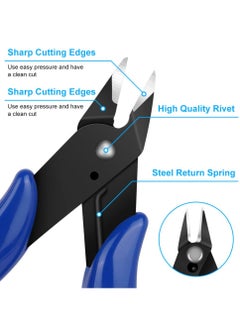 Y&D Wire Cutters, 2PCS Spring-loaded Side Cutters Flush Diagonal Precision Cutting Pliers in CRV Steel, Heavy Duty for Electrical(Smooth handle)  - Image 3