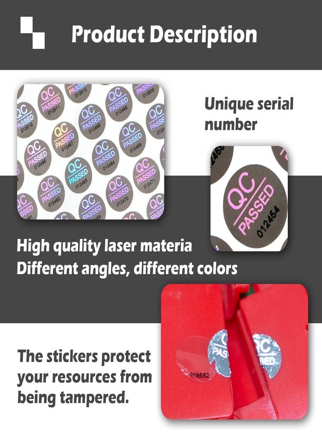 ILMBVM 1100pcs QC Passed Tamper Proof Stickers High Security Hologram Labels Warranty Void Seal with Unique Serial Number 0.4 inch - Image 2