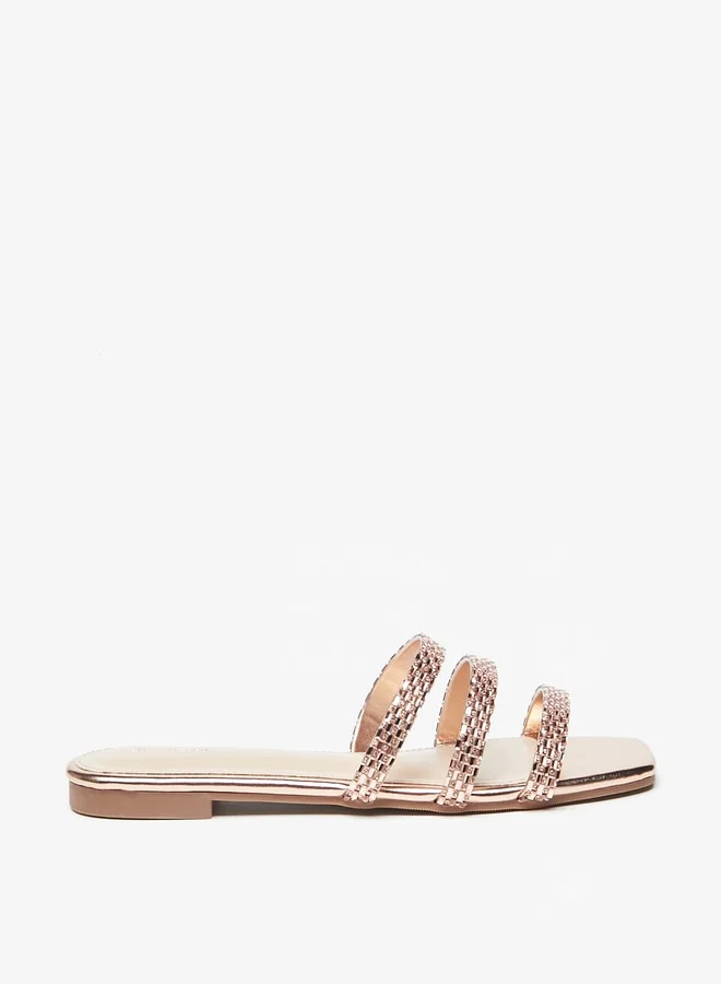 فلورا بيلا من شو إكسبرس Women's Embellished Slip-On Flat Sandals