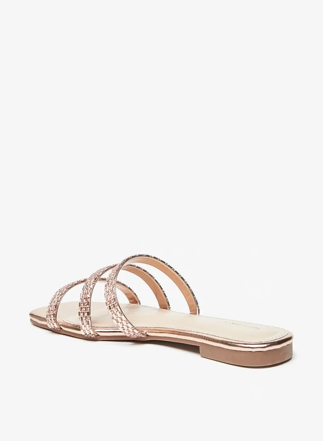 فلورا بيلا من شو إكسبرس Women's Embellished Slip-On Flat Sandals
