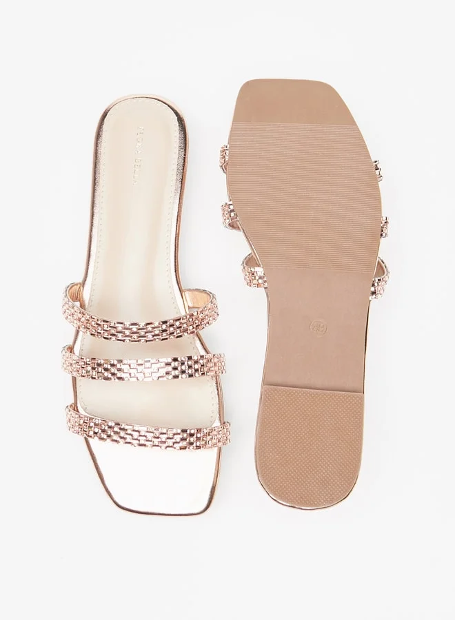 فلورا بيلا من شو إكسبرس Women's Embellished Slip-On Flat Sandals