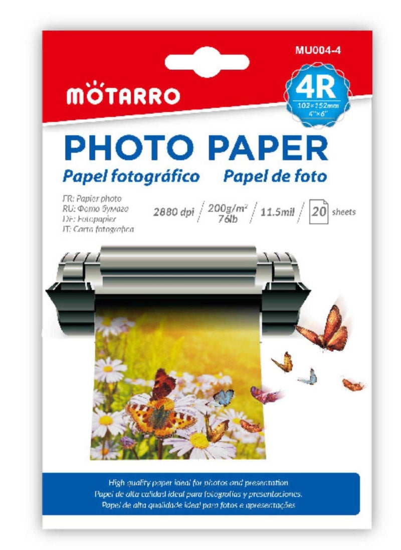 MOTARRO Inkjet Paper Glossy Photo 4R Size (180-Gsm)  - Image 1