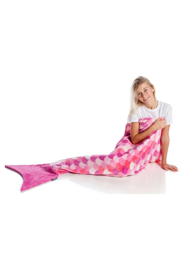 Kanguru Mermaid Tail Blanket | Wearable Fleece Blanket w/ Sirena Tail for Kids, Soft, Comfy, Warm, Fun, Machine Washable, for Kids and Teenagers size 135cm - Pink